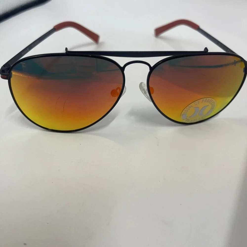 Hurley Aviator Shorebreak Polarized Sunglasses Black & Red/Orange Mirror Unisex